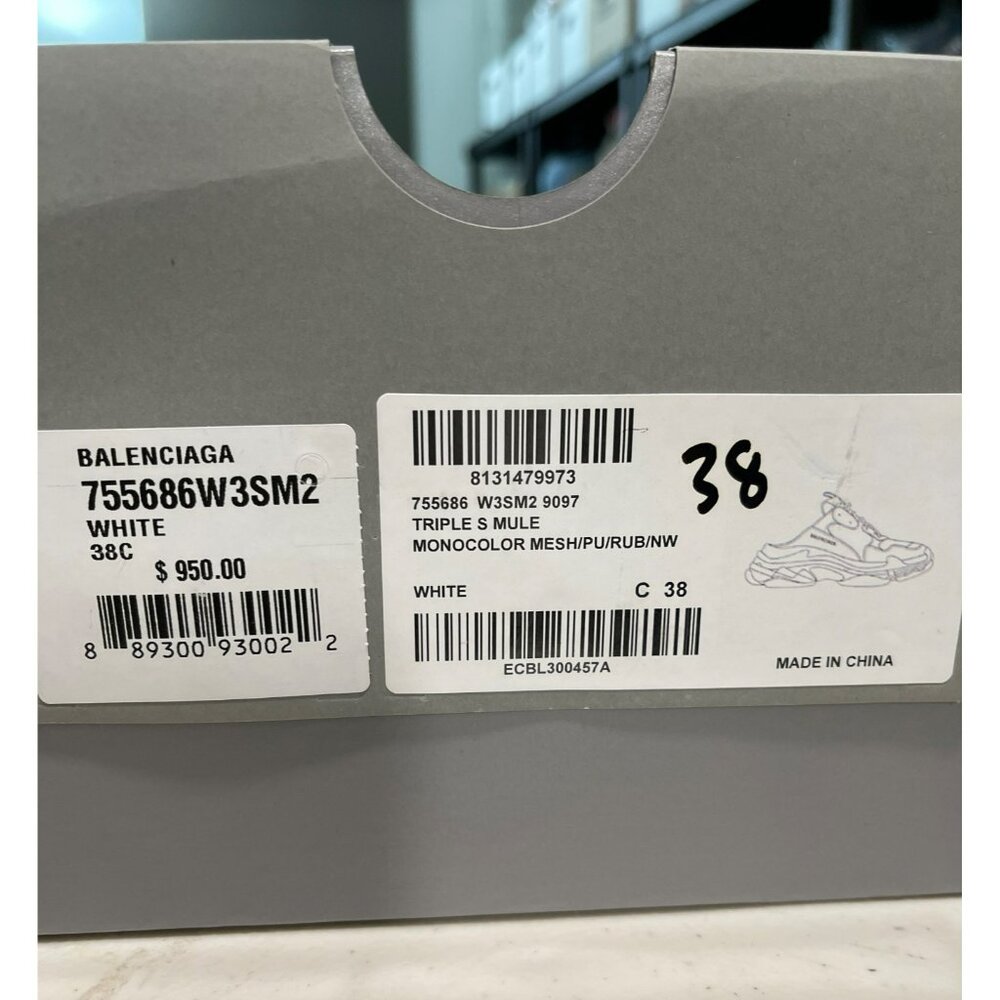 BalenciagaTriple S Mule Slip On Sneakers Size 38 White Beige New Size 38 US 8 - Picture 11 of 12